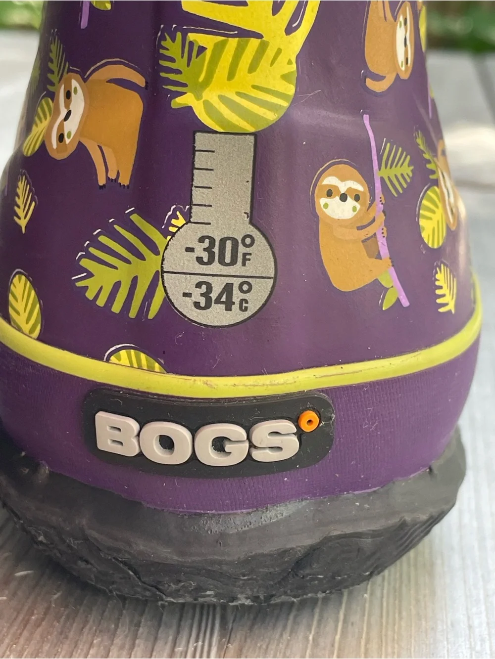 BOGS Kids Sloth Rain Boots Purple Waterproof Insulated Size US 4 EU 37